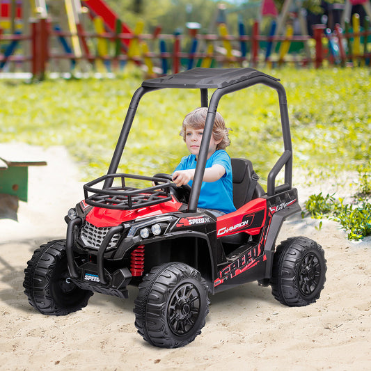12V Kids UTV with Music, Lights, MP3/USB, Suspension – Red Gas Scooters 0