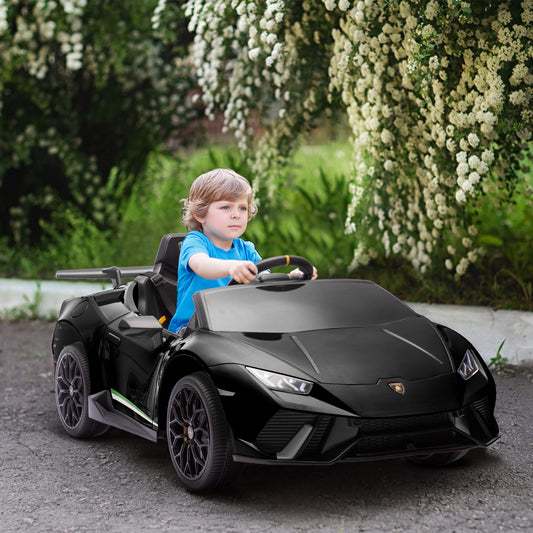 12V Licensed Lamborghini Huracan Electric Ride-On Car for Kids Ages 3-6 Black Gas Scooters 0