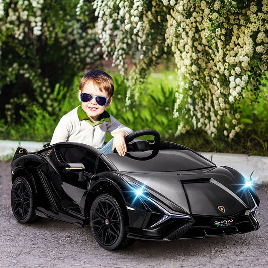 12V Licensed Lamborghini Sian Electric Ride-On Car for Kids in Black Gas Scooters 0
