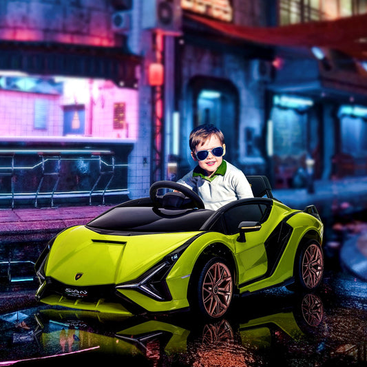12V Licensed Lamborghini Sian Electric Ride-On Car for Kids Green Gas Scooters 0