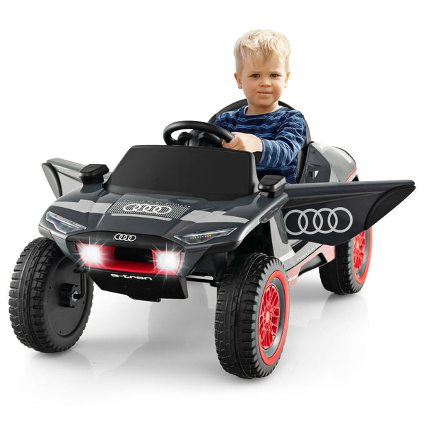 12V Licensed Audi E-tron Kids Ride-On Racing Car with Remote Control and Lights Gray