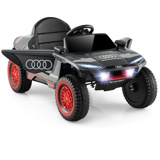 12V Licensed Audi Kids Ride-On E-tron Racing Car with Remote Control and Lights Gray Gas Scooters 0