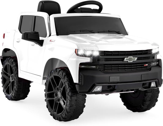 12V Licensed Chevrolet Silverado Electric Ride-On Truck Toy with Parent Remote Control Gas Scooters 0