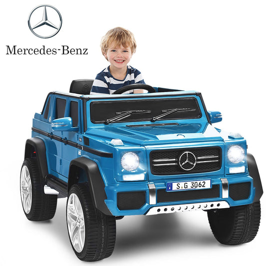 12V Licensed Mercedes-Benz Kids Ride-On RC Motorized Car with Trunk Navy Gas Scooters 0