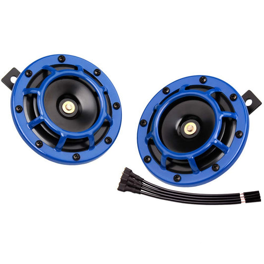 12V Loud Blue Twin Electric Car Horn Kit with High and Low Tone Gas Scooters 0