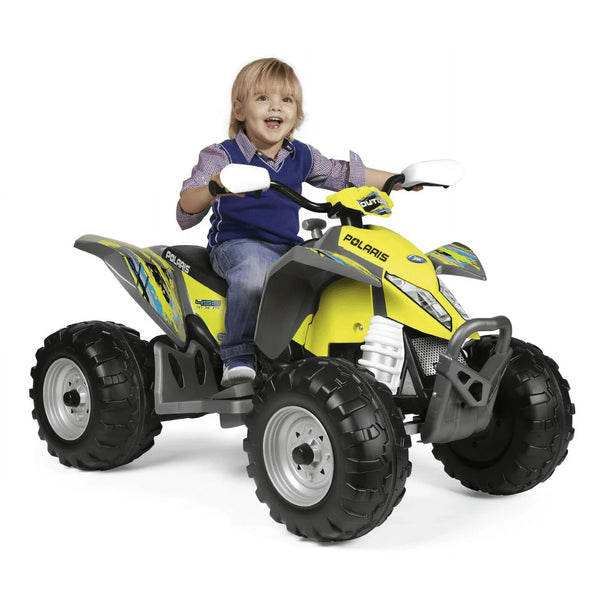 12V Battery-Powered Polaris Outlaw MXR 450 Ride-On ATV for Ages 3+ in Yellow