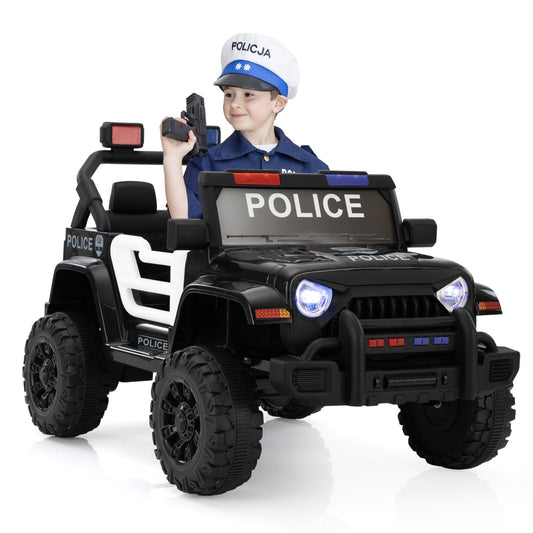 12V Battery-Powered Police Jeep Ride-On Car with 2.4G Remote Control Gas Scooters 0