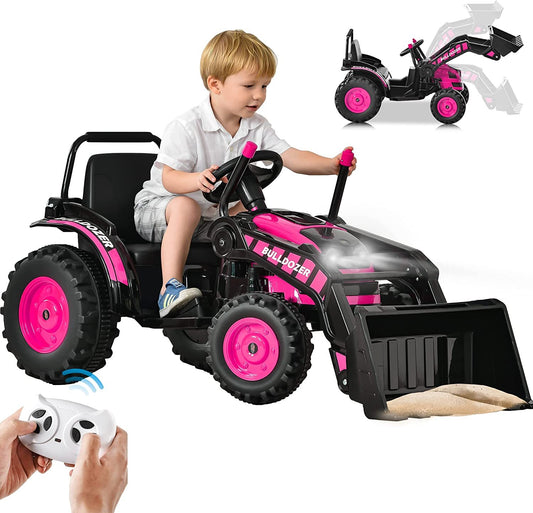 12V Powered Ride-On Bulldozer Toy Construction Vehicle with Remote Control for Kids Gas Scooters 0
