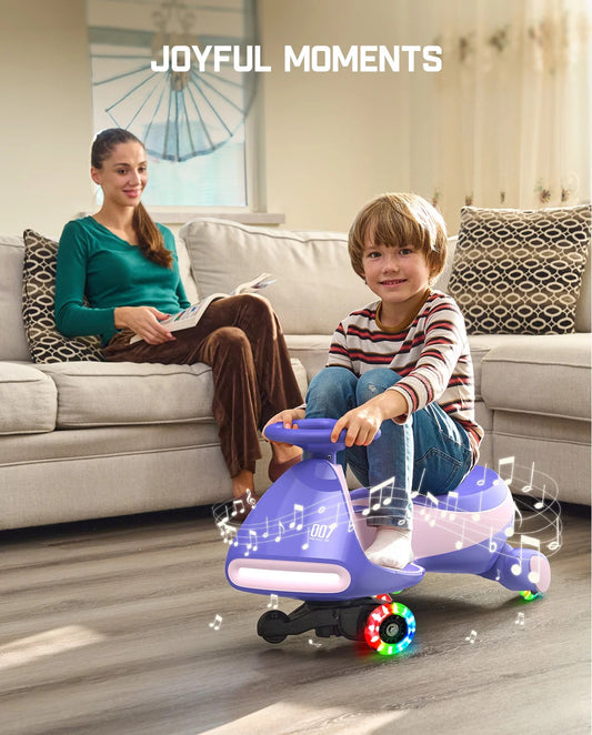 12V Electric Wiggle Ride-On Car with Pedal for Kids 3+ Rechargeable Battery Gas Scooters 0