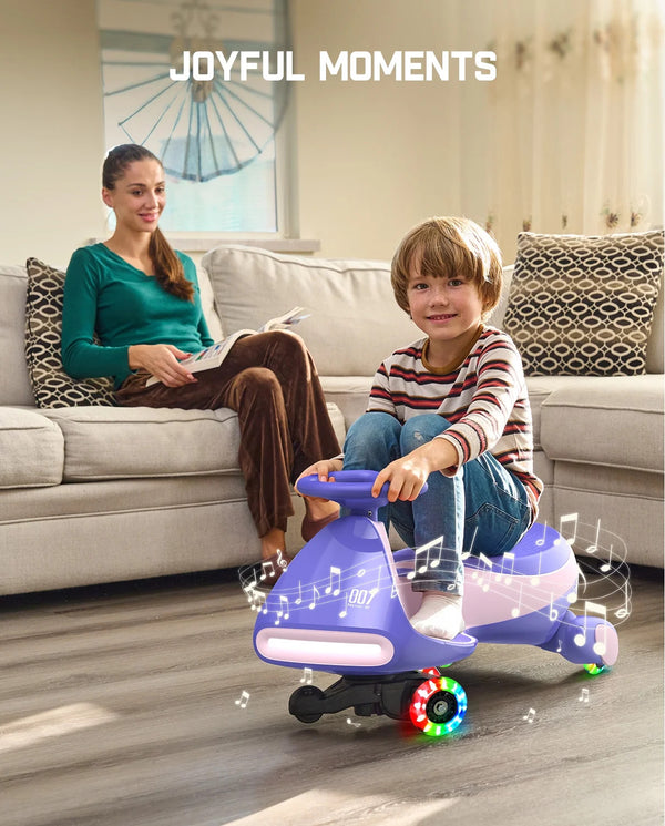 12V Electric Wiggle Ride-On Car with Pedal for Kids 3+ Rechargeable Battery