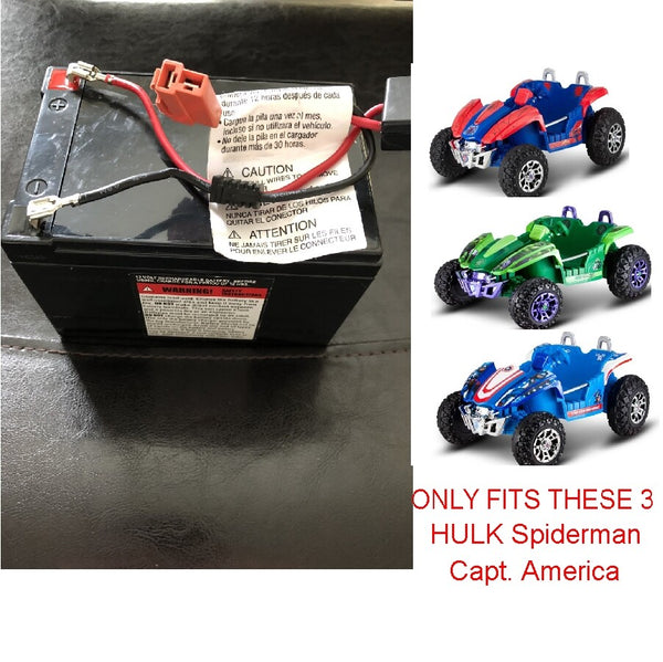 12V Replacement Battery with Red Clip for Kids Trax Spiderman Hulk Dune Buggy Ride-On Toy