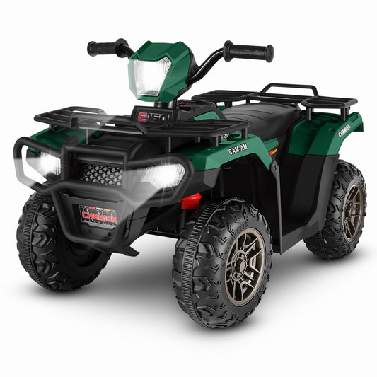 12V Ride-On 4 Wheeler ATV Quad Toy Vehicle with Music LED Lights and Remote Control Gas Scooters 0