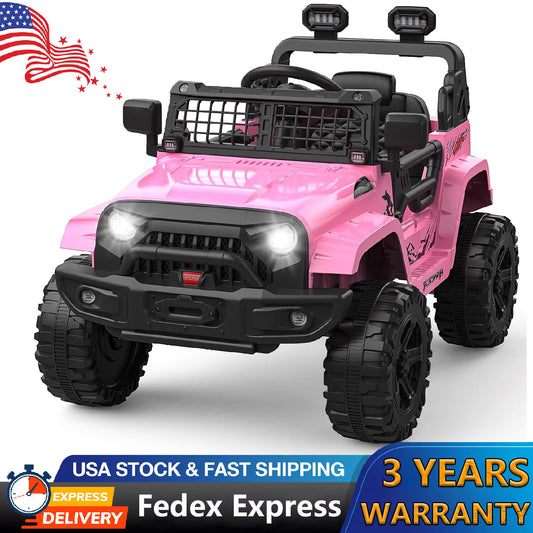 12V Kids Electric Ride-On Truck with LED Lights and Two-Speed Settings Gas Scooters 0
