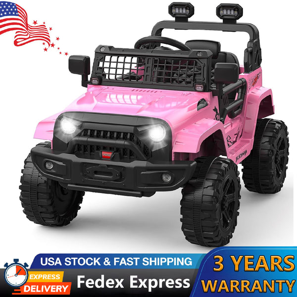 12V Kids Electric Ride-On Truck with LED Lights and Two-Speed Settings