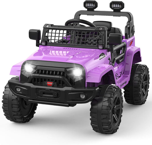 12V Purple Ride-On Truck with Remote Control, 3 Speeds, and Spring Suspension Gas Scooters 0