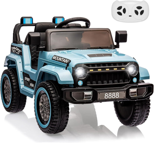 12V Battery-Powered Ride-On Car for Kids with Remote Control and 3 Speed Settings Blue