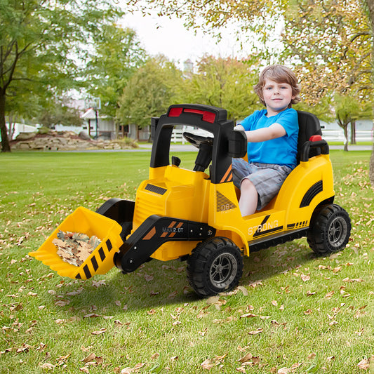12V Ride-On Construction Excavator Toy for Toddlers Ages 3-7 in Yellow Gas Scooters 0
