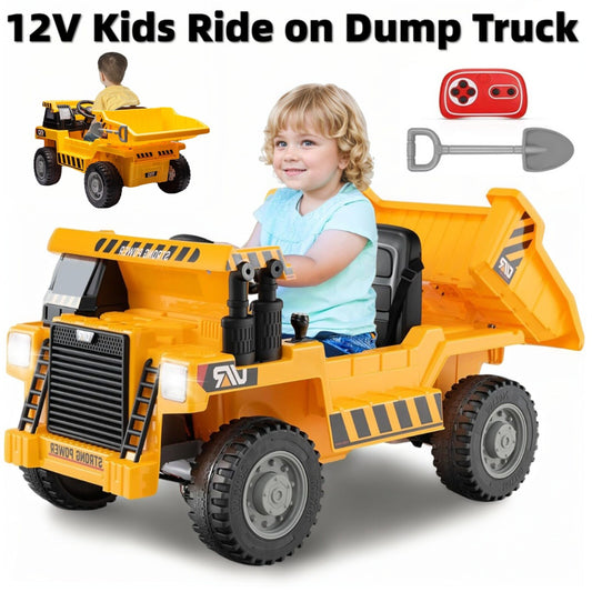 12V Ride-On Electric Dump Truck with Remote Control and Shovel for Kids Gas Scooters 0