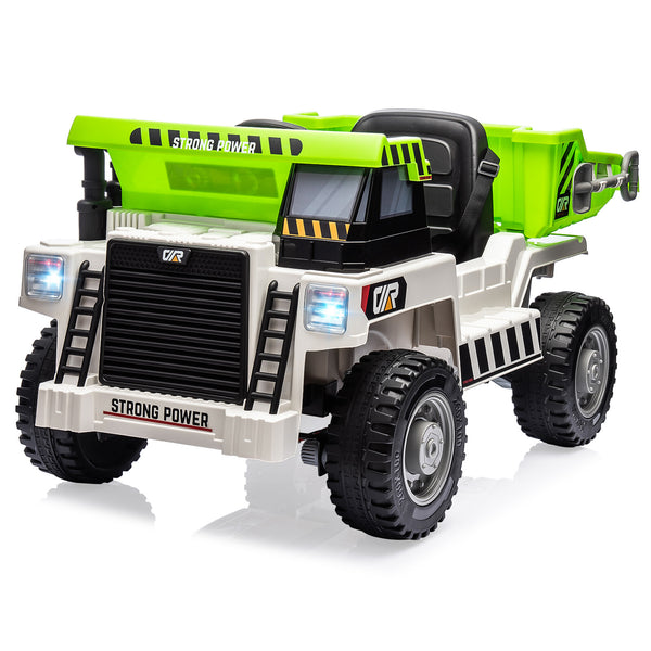 12V Ride-On Electric Dump Truck with Remote Control, Dump Bed, and Extra Shovel