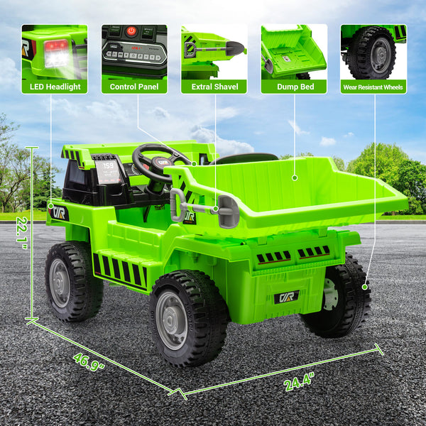 12V Electric Ride-On Dump Truck with Remote Control and Music for Kids