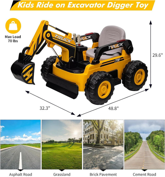 12V Electric Ride-On Excavator Toy Vehicle with Motorized Arm for Kids Gas Scooters Variant 0