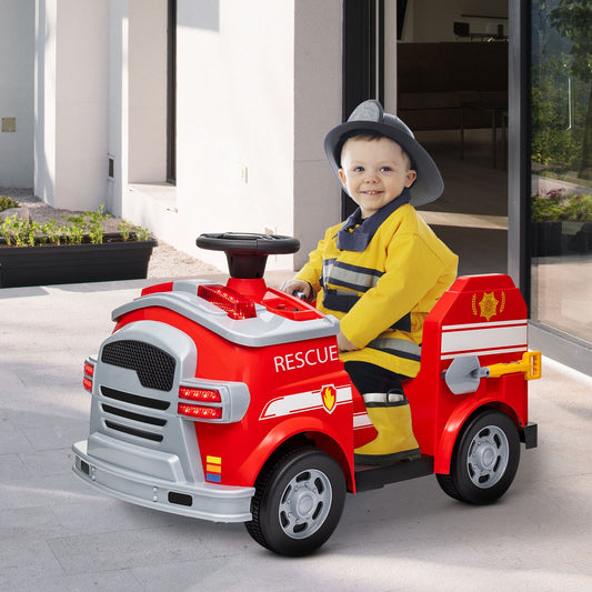 12V Ride On Fire Truck with Siren and Flashing Lights Gas Scooters 0