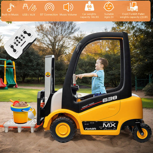 12V Electric Ride-On Forklift Construction Car with Bluetooth and Remote Control