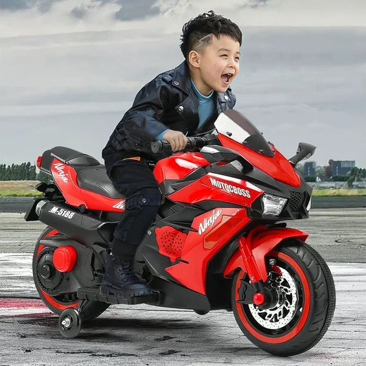 12V Battery-Powered 2-Wheel Ride-On Motorcycle Toy for Kids with Bluetooth Gas Scooters 0