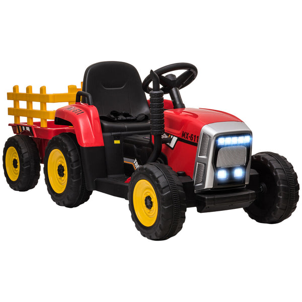 12V Electric Ride-On Tractor with Trailer, 25W Dual Motors and Remote Control