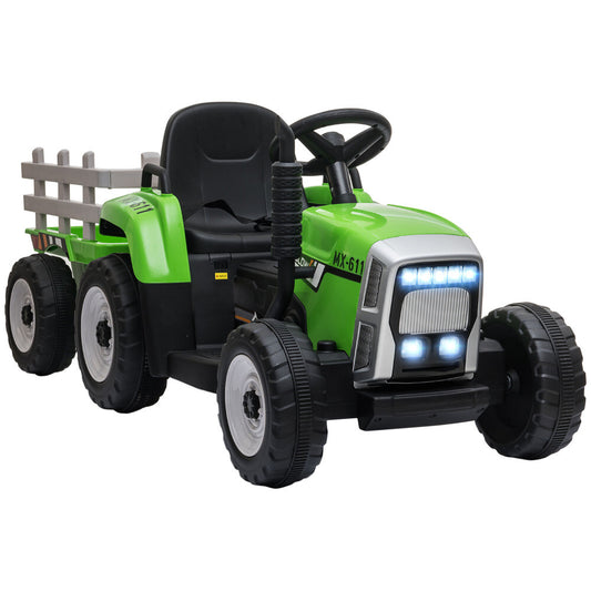 12V Kids Electric Ride-On Tractor with Trailer, 25W Dual Motors, Remote Control Gas Scooters 0