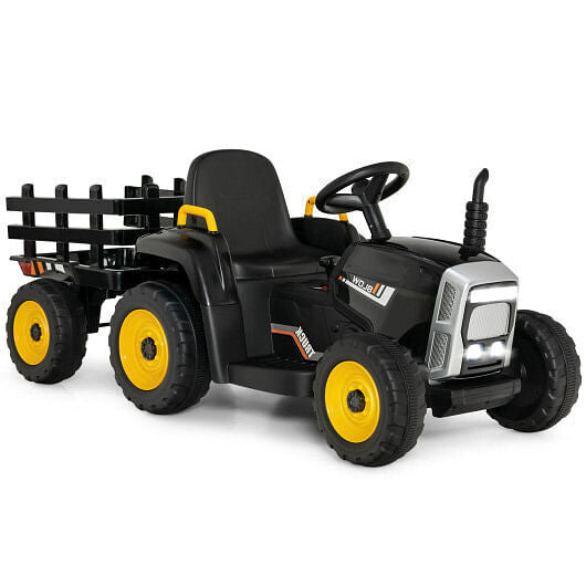 12V Ride-On Tractor with 3-Gear Shift and Ground Loader for Kids 3+ Years Black Gas Scooters 0
