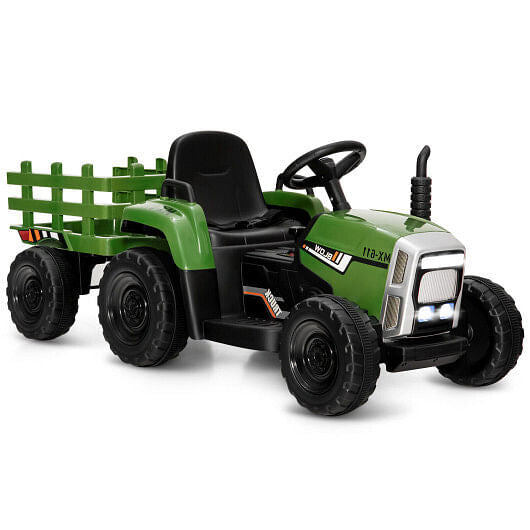 12V Ride-On Tractor with 3-Gear Shift and Ground Loader for Kids Ages 3+ Dark Green Gas Scooters 0