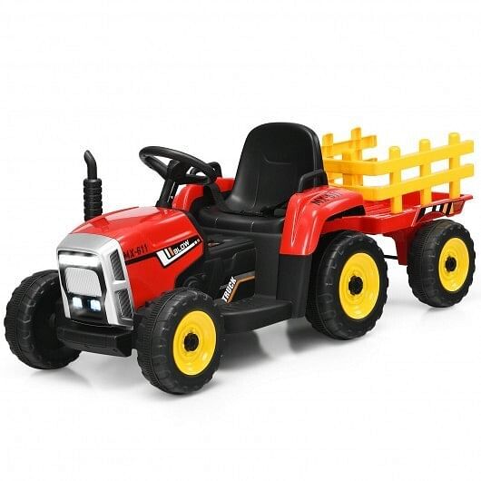 12V Ride-On Tractor with 3-Gear Shift and Ground Loader for Kids 3+ Years Red