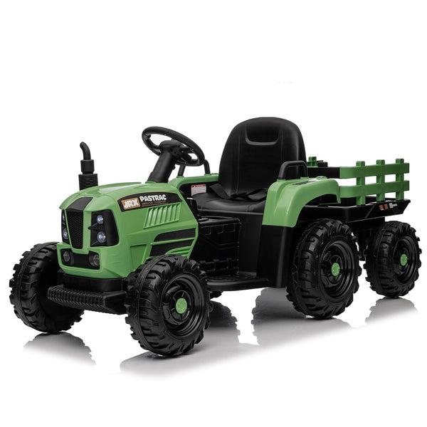 12V Electric Ride-On Tractor with Trailer and Remote Control Toy