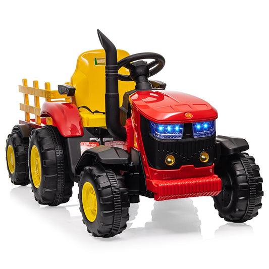 12V Electric Ride-On Tractor with Trailer for Kids Remote Control Toy Car Gas Scooters 0