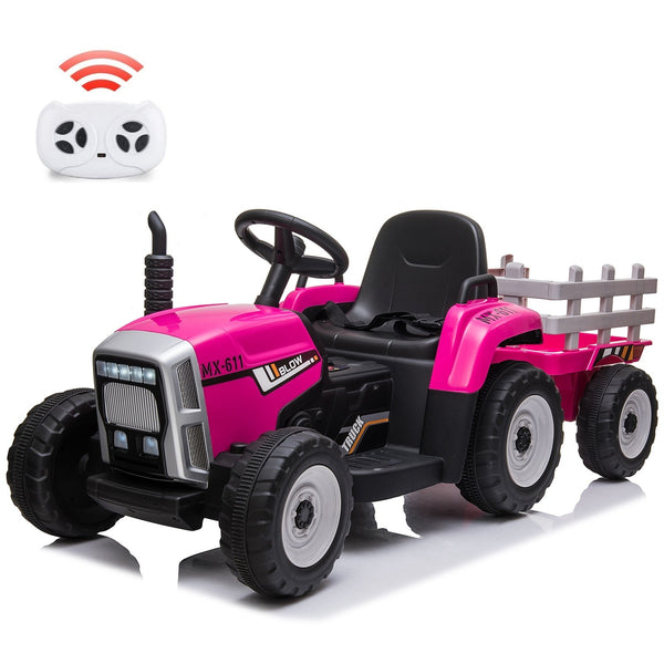 12V Ride-On Tractor with Trailer and Remote Control Speed Adjustment