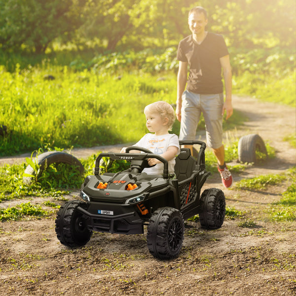 12V Ride-On UTV Truck Toy with 4-Wheel Suspension and Remote Control in Black
