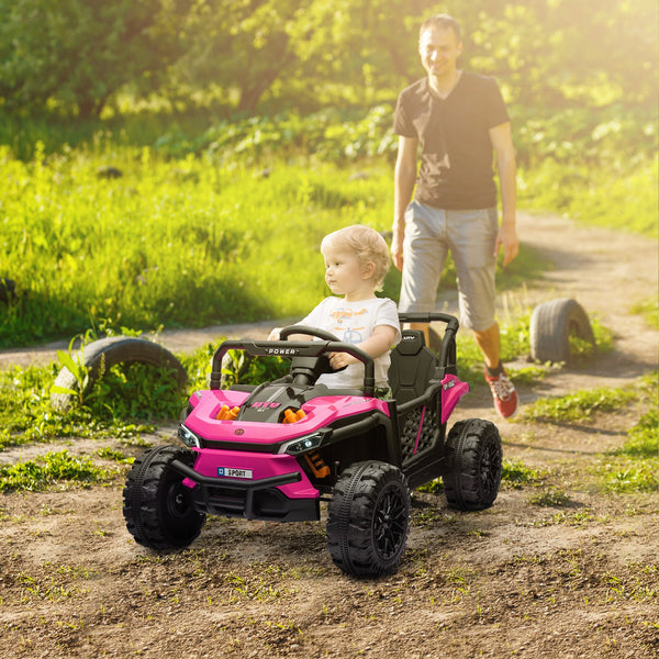 12V Pink Ride-On UTV Truck Toy with Remote Control and 4-Wheel Suspension