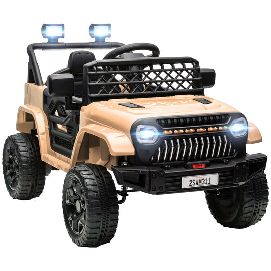 12V Ride-On Truck with Spring Suspension, Remote Control, Khaki Gas Scooters 0
