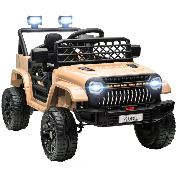 12V Ride-On Truck with Spring Suspension, Remote Control, Khaki