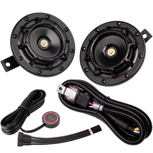 12V Supertone Car and Truck Horn Kit with Wire and Button Black High Low Tone Gas Scooters 0