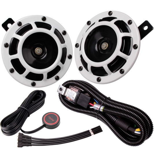 12V Supertone Horn Kit with Wire and Button High Low Tone for Car and Truck Gas Scooters 0