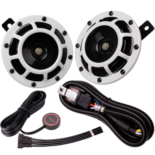 12V Supertone Horn Kit with Wire and Button High Low Tone for Car and Truck
