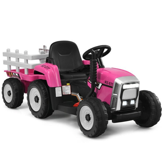 12V Toddler Ride-On Tractor with Large Trailer and 3-Gear Shift Ground Loader Toy for Kids Gas Scooters 0