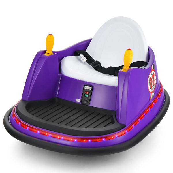 12V Kids Ride-On Bumper Car with 360° Spin and Remote Control - Purple