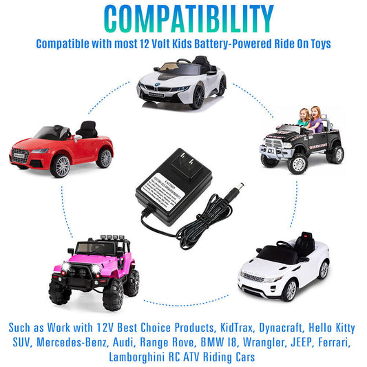 12V Volt Battery Charger for Kids Ride-On Wrangler SUV Car Gas Scooters 0