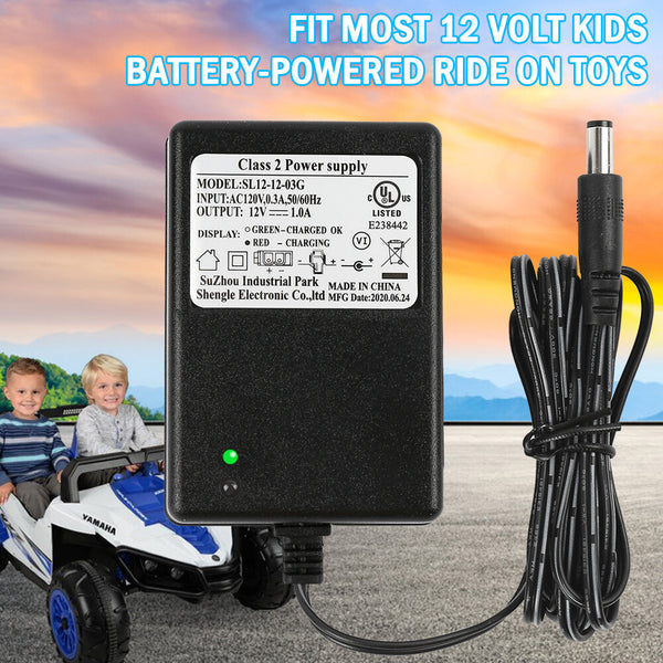 12V Battery Charger for Kids Ride-On Wrangler SUV Car