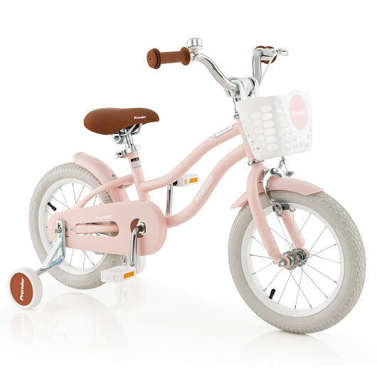 14 Inch Kids Bike with Removable Training Wheels and Front Basket in Pink Gas Scooters 0