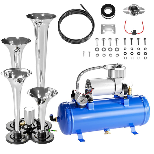 150DB Train Horn Kit with 12V Air Compressor and 1.6 Gallon Tank for Trucks and SUVs Gas Scooters 0