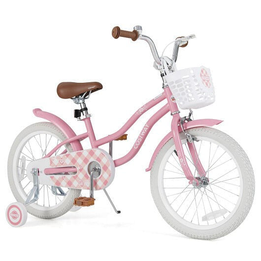 18 Inch Kids Bike with Training Wheels and Basket for Boys and Girls Ages 4-8 Gas Scooters 0